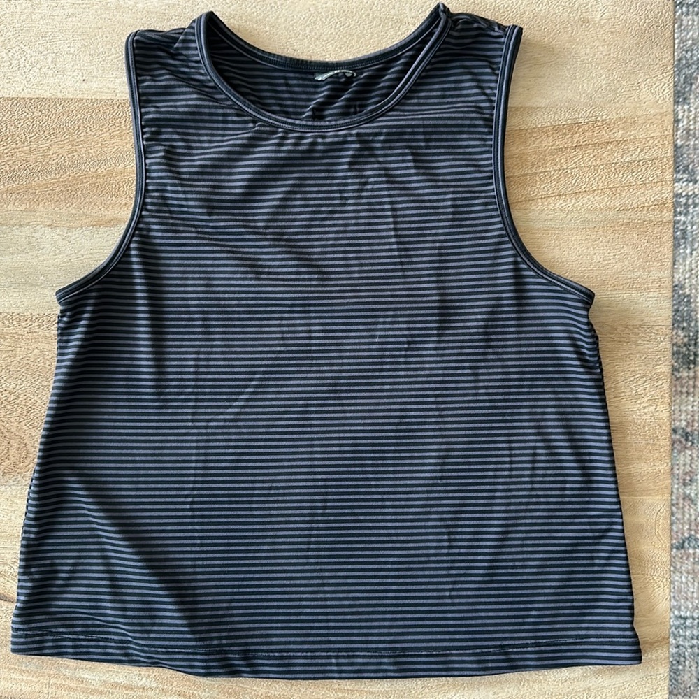 oiselle Striped Trail Tank Top Gray Black Stripe Size 4
